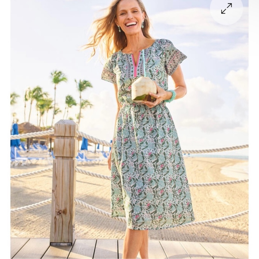 Talbots Voile Fit & Flare Floral Midi Dress Pretty Primrose | Women’s Size14 NWT